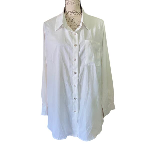 Bloomchic White Long Sleeve Collared Shirt Size 18/20 - Picture 4 of 5